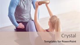  Presentation with personal - PPT theme with woman-with-her-personal-fitness background and a lemonade colored foreground