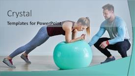  Presentation with trainer - Cool new presentation with woman-with-her-personal-fitness backdrop and a light blue colored foreground