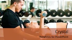  Presentation with personal - Slide set featuring woman with her personal fitness background and a red colored foreground