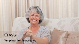  Presentation with sad woman walking - Colorful PPT layouts enhanced with woman with her walking stick backdrop and a coral colored foreground