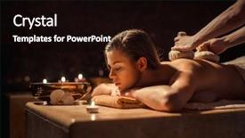  Presentation with herbal - PPT layouts consisting of woman with herbal compress massage background and a black colored foreground