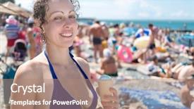  Presentation with ice cream cone - Cool new presentation theme with cand - woman with ice-cream cone backdrop and a coral colored foreground