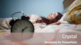  Presentation with insomnia - Amazing PPT layouts having woman with insomnia touching her backdrop and a coral colored foreground