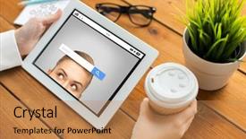  Presentation with technology education - PPT theme having browsers - business education technology people background and a coral colored foreground