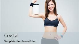  Presentation with protein - Colorful PPT theme enhanced with woman with jar of protein backdrop and a lemonade colored foreground