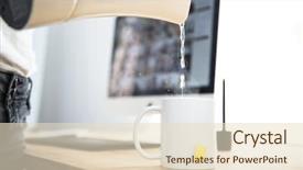  Presentation with water cup - Presentation design having woman with kettle pouring water background and a lemonade colored foreground