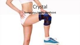 Presentation with knee - Slides with woman with knee brace isolated background and a sky blue colored foreground