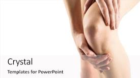  Presentation with knee - PPT theme featuring woman with knee injury background and a white colored foreground