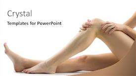  Presentation with knee - Colorful PPT theme enhanced with woman with knee injury on white background backdrop and a white colored foreground