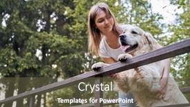  Presentation with forest bridge - Cool new theme with woman-with-labrador-standing backdrop and a tawny brown colored foreground