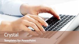  Presentation with education on computer black hands - Beautiful PPT layouts featuring woman with laptop computer keyboard backdrop and a coral colored foreground