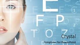  Presentation with blue laser - Colorful slide deck enhanced with woman with laser optometry backdrop and a light blue colored foreground