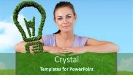  Presentation with green lawn - Audience pleasing PPT theme consisting of woman-with-lawn-book-against backdrop and a forest green colored foreground