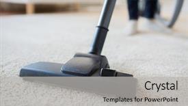  Presentation with housekeeping - Cool new slide deck with woman with legs vacuum backdrop and a light gray colored foreground