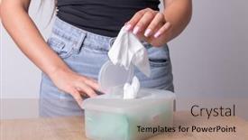  Presentation with infectious diseases - Presentation design enhanced with woman-with-light-pink-nails background and a coral colored foreground