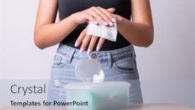  Presentation with pink nails - Presentation theme enhanced with woman-with-light-pink-nails background and a light blue colored foreground