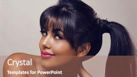  Presentation with pink cat - Slides enhanced with woman with long straight black background and a coral colored foreground