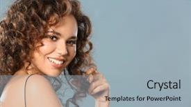  Presentation with hair color - Slides consisting of beauty salon afro - beautiful young african american woman background and a light blue colored foreground