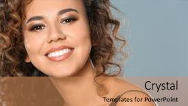 Presentation with hair color - PPT theme enhanced with beauty salon afro - beautiful young african american woman background and a coral colored foreground