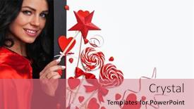  Presentation with magic wand - PPT theme with woman-with-magic-wand-near background and a coral colored foreground