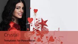  Presentation with magic wand - Audience pleasing PPT layouts consisting of woman with magic wand near valentines day decoration and heart shaped lollipops isolated on white background backdrop and a red colored foreground