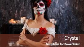  Presentation with makeup - PPT theme with woman with makeup and rose background and a tawny brown colored foreground