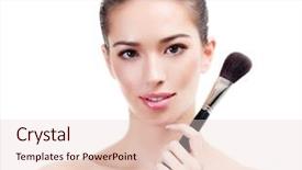  Presentation with brushes makeup - Slide set featuring woman with makeup brushes background and a lemonade colored foreground