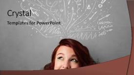  Presentation with arrows - Amazing PPT theme having woman with many sketched arrow backdrop and a light gray colored foreground