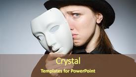  Presentation with mask - Audience pleasing presentation design consisting of comedy tragedy - woman with mask in funny backdrop and a tawny brown colored foreground