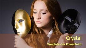  Presentation with hypocrisy - Theme with woman with mask in hypocrisy concept background and a tawny brown colored foreground