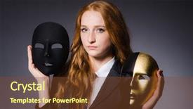  Presentation with hypocrisy - PPT theme with woman with mask in hypocrisy concept background and a tawny brown colored foreground