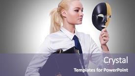  Presentation with hypocrisy - Slides with case conceptualization - woman with mask in hypocrisy background and a violet colored foreground