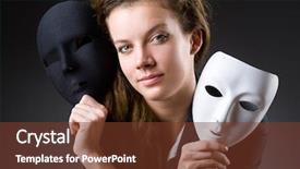  Presentation with hypocrisy - Audience pleasing theme consisting of woman with mask in hypocrisy backdrop and a tawny brown colored foreground