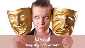  Presentation with hypocrisy - Cool new theme with woman with mask in hypocrisy concept backdrop and a coral colored foreground