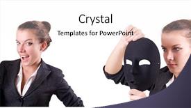  Presentation with hypocrisy - Slide deck enhanced with woman with mask in hypocrisy concept background and a white colored foreground