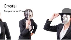  Presentation with hypocrisy - PPT layouts enhanced with woman-with-mask-in-hypocrisy background and a white colored foreground