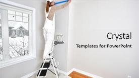  Presentation with audio analoge tape master - Slide set featuring woman with masking tape background and a light gray colored foreground