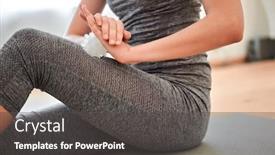  Presentation with gym ball - Audience pleasing presentation theme consisting of woman-with-massage-ball backdrop and a dark gray colored foreground