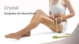  Presentation with tape measure - PPT theme having woman with measure tape isolated on white background and a white colored foreground