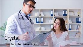  Presentation with injury - Theme consisting of woman with neck injury visiting background and a light blue colored foreground