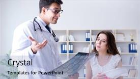  Presentation with doctor visiting family - Cool new PPT theme with woman with neck injury visiting backdrop and a light blue colored foreground