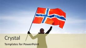  Presentation with norway - Theme with woman with norway flag background and a yellow colored foreground