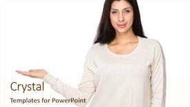  Presentation with human hands open palm up - Presentation design consisting of woman with open hand palm background and a  colored foreground