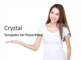 Woman With Open Hand Palm PPT template 2 | CrystalGraphics