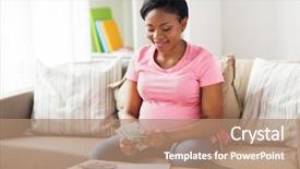  Presentation with african people - Theme having woman with papers and calculator background and a coral colored foreground