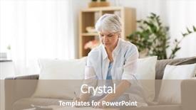  Presentation with business calculator - Amazing PPT layouts having woman with papers or bill backdrop and a coral colored foreground