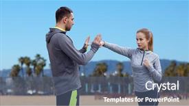  Presentation with elderly people arts and crafts - Amazing theme having woman with personal trainer work backdrop and a ocean colored foreground