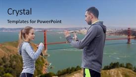  Presentation with martial arts - PPT layouts consisting of woman with personal trainer work background and a teal colored foreground