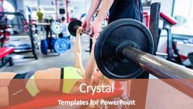  Presentation with press - Amazing PPT theme having woman with personal trainer backdrop and a  colored foreground