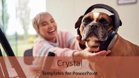  Presentation with podcast - Slide deck consisting of woman-with-pet-french-bulldog background and a red colored foreground